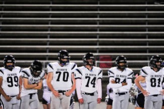 BENSALEM, PA - OCTOBER 21: Council Rock North's Jonathan Xiong #99, and teammates Connor Mooney Moore #1, Johnny Vanderslice #70, Patrick Slavtcheff #74, Shan Riar #84, and Adam Raymond #81 look on during the third quarter of a Suburban One League National Conference football game at Bensalem High School Oct. 21, 2016. Bensalem won 21-20. (Photo by Corey Perrine)