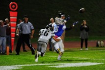 BENSALEM, PA - OCTOBER 21: Bensalem's Isaiah Murray #15 hauls in the game-tying touchdown as Council Rock North's Andrew Cabo #16 can't defend the pass during the fourth quarter of a Suburban One League National Conference football game at Bensalem High School Oct. 21, 2016. Bensalem won 21-20. (Photo by Corey Perrine)
